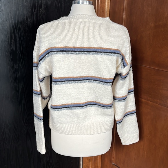 Others Follow Pullover Sweater Striped cream Long Sleeve Crew Neck - Picture 3 of 4